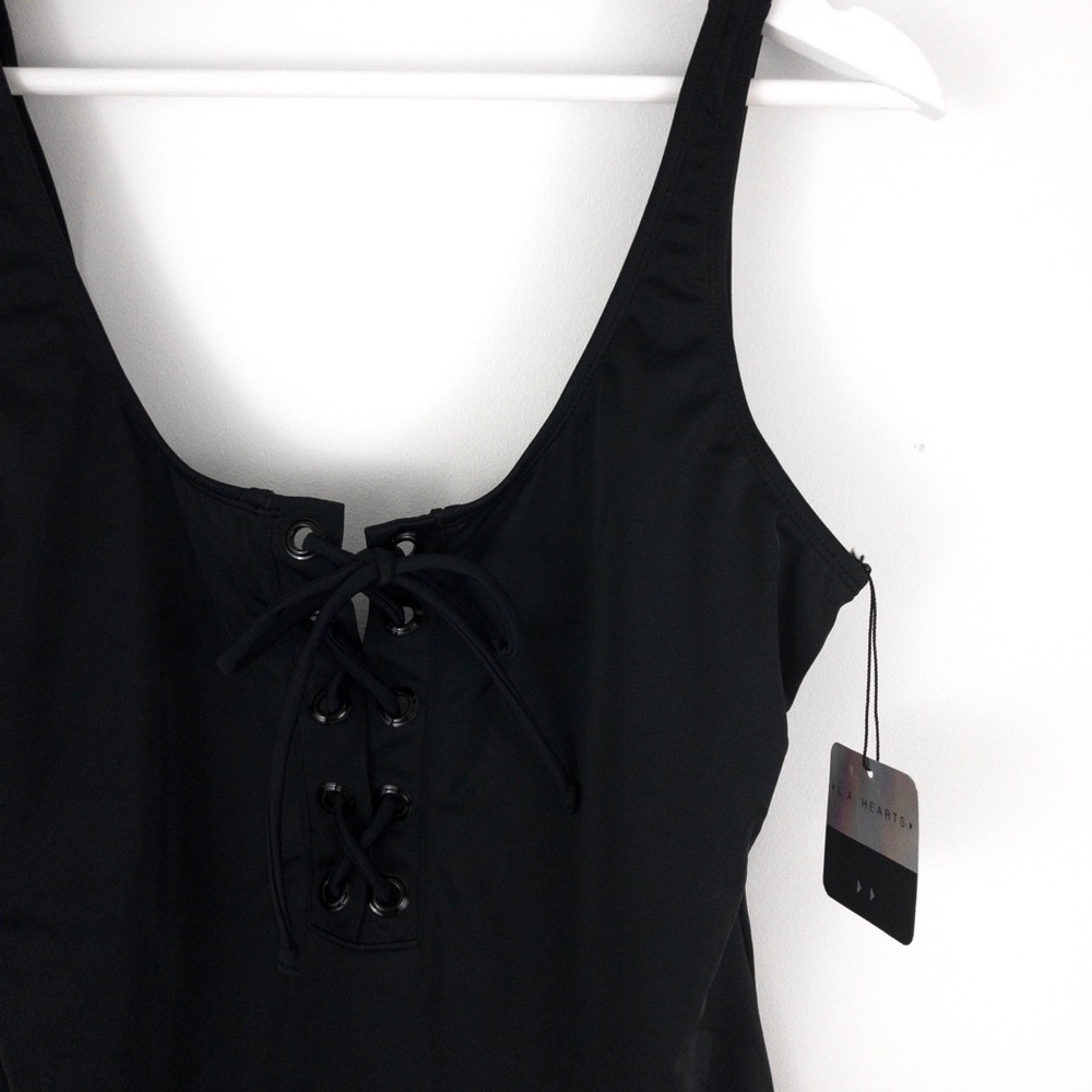 ▸ L.A. H E A R T S ▸ Black Lace Up One-Piece - Picture 4 of 7